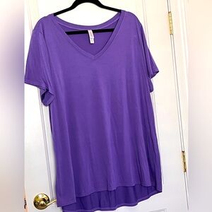 LuLaRoe Christy V neck solid Purple short sleeve Tee Shirt 3XL